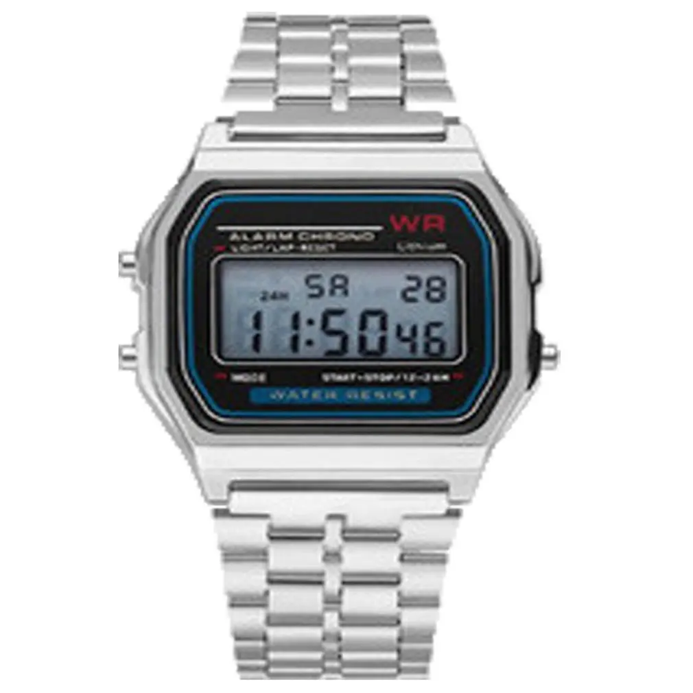 Светодиодные электронные часы Wr F91W стальной ремень A159 Harajuku стиль модные часы многофункциональные светодиодные настольные часы - Цвет: 1