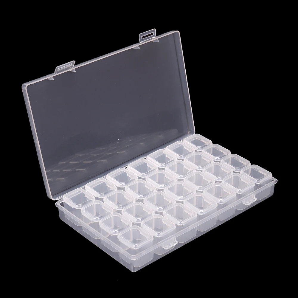 Caja de 28 ranuras para bordado de diamantes, caja de accesorios para herramientas de punto de Cruz de pintura, útil para almacenamiento