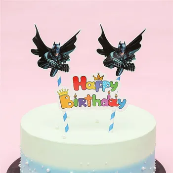 

1pc Batman Theme Children Birthday Party Decorations Kids Boy Superhero Cake Decorations Topper Paper Straw Party Supplies