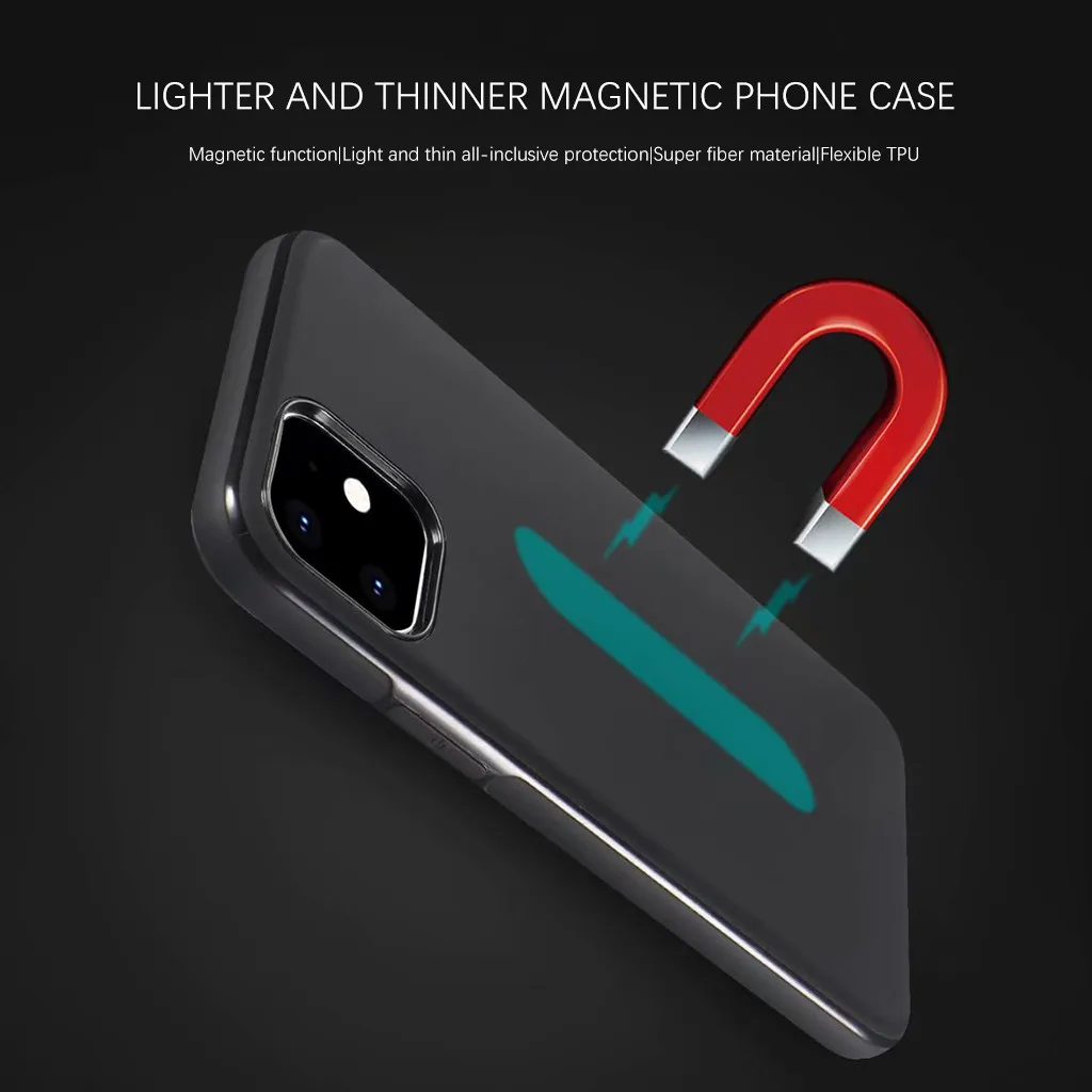 Магнитный Тонкий защитный чехол для iPhone 11 ультратонкий магнитный автомобильный держатель Невидимый встроенный металлический чехол для iPhone 11