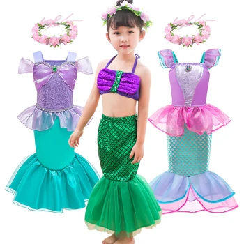 

Girls dresses 2020 Mermaid Dress baby girl clothes mesh dress fantasy princess dress lace Dress for the girl Children's clothing