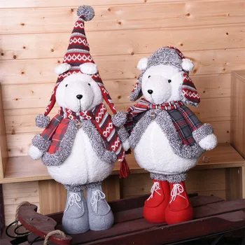 

Christmas Decorations for Home Plush Bear Doll Festival Birthday New Year Wedding Xmas Gift Standing Figures Adornos De Navidad