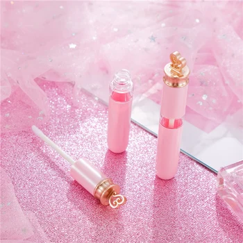 

5PCS/Set 5ml Pink Empty Lip Gloss Tubes Gold Heart Shape Top Lipstick Cosmetic Packaging Container Eyeshadow Brush Bottles