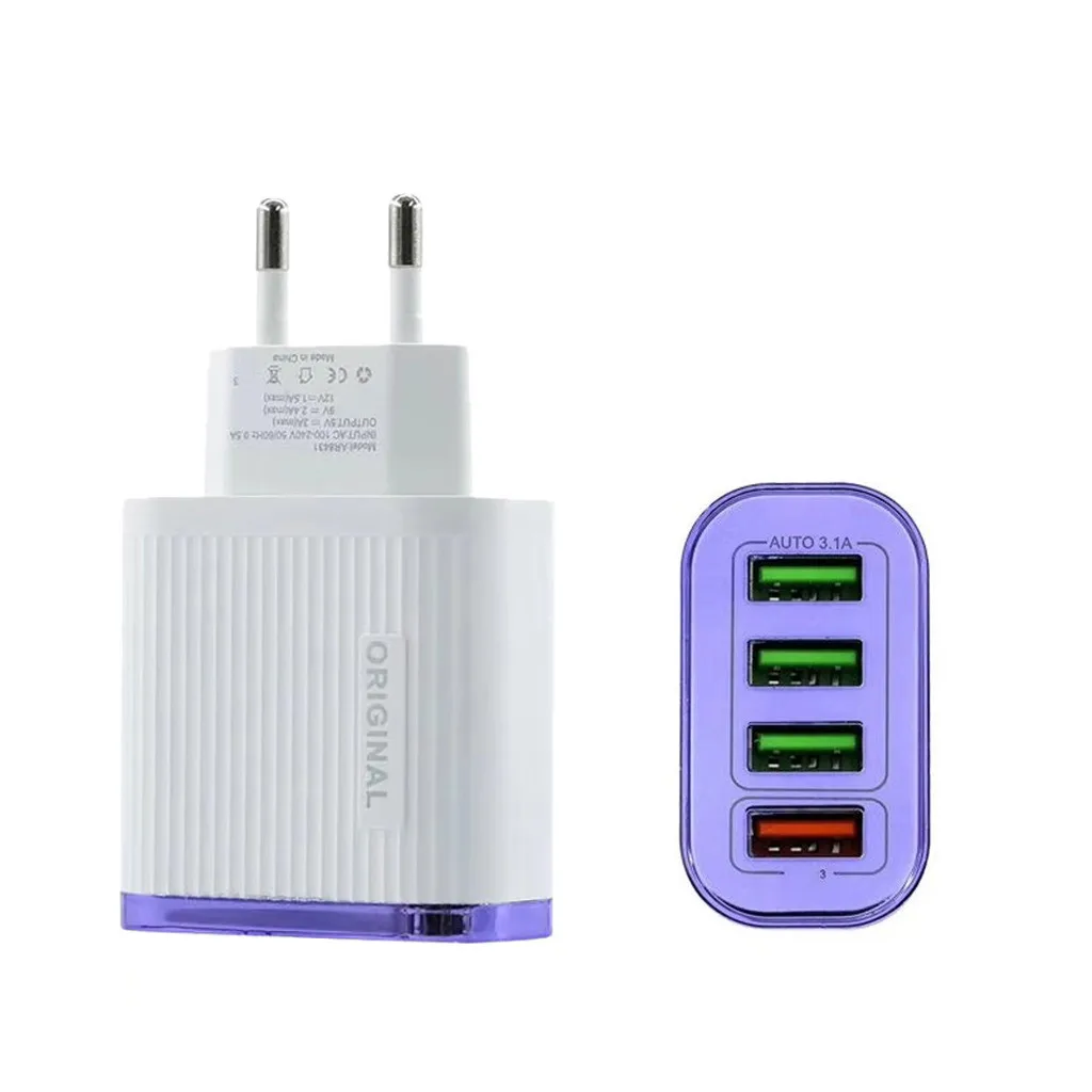 Ouhaobin, 4 порта, быстрая зарядка для телефона, QC 3,0, usb-хаб, настенное зарядное устройство, 6,1 А, адаптер питания, штепсельная вилка европейского стандарта для дома, для путешествий, штепсельная вилка европейского стандарта - Цвет: PP