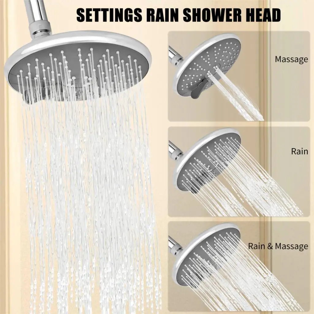 

New Showerhead G1/2 Adjustable Shower Head Bathroom Shower Head Spray Showerhead Polished Chrome Bath Rain Shower Head Replaceme