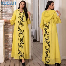 

2021 Eid Mubarak Abayas For Women Muslim Fashion Hooded Dress Embroidery Elegant Gowns Plus Size African Boubou Caftan Marocain