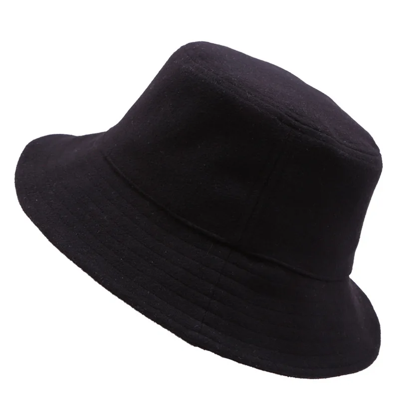 

2019 Autumn and Winter Plus Size Wool Hat Women Warm Felt Hats Man Plus Size Bucket Hat 54-59cm 60-63cm