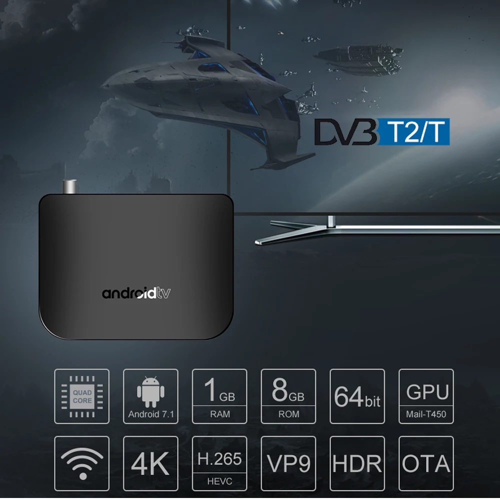 4K Android 7,1 четырехъядерный ТВ приставка для цифрового ТВ HD тюнер DVB-T2 приемник эфирного DVB T2 WiFi Youtube медиаплеер