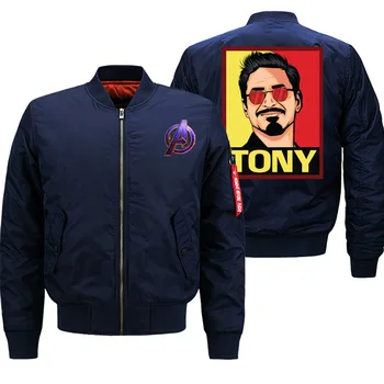 

Superhero Iron Man Tony Stark Pattern Bomber Jackets Men Military Styles Male Coats Hip Hop Harajuku Streetwear Brand Clothing