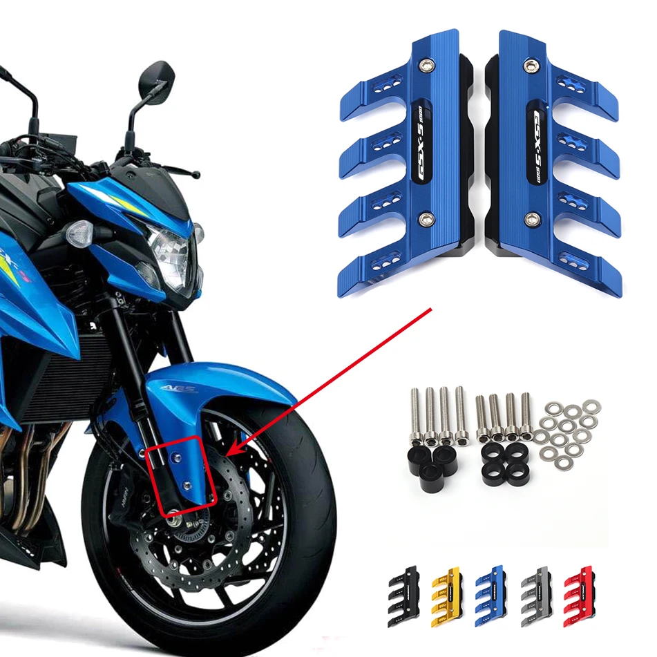 com logotipo para suzuki motocicleta cnc de alumínio frente paralama slider protector capa