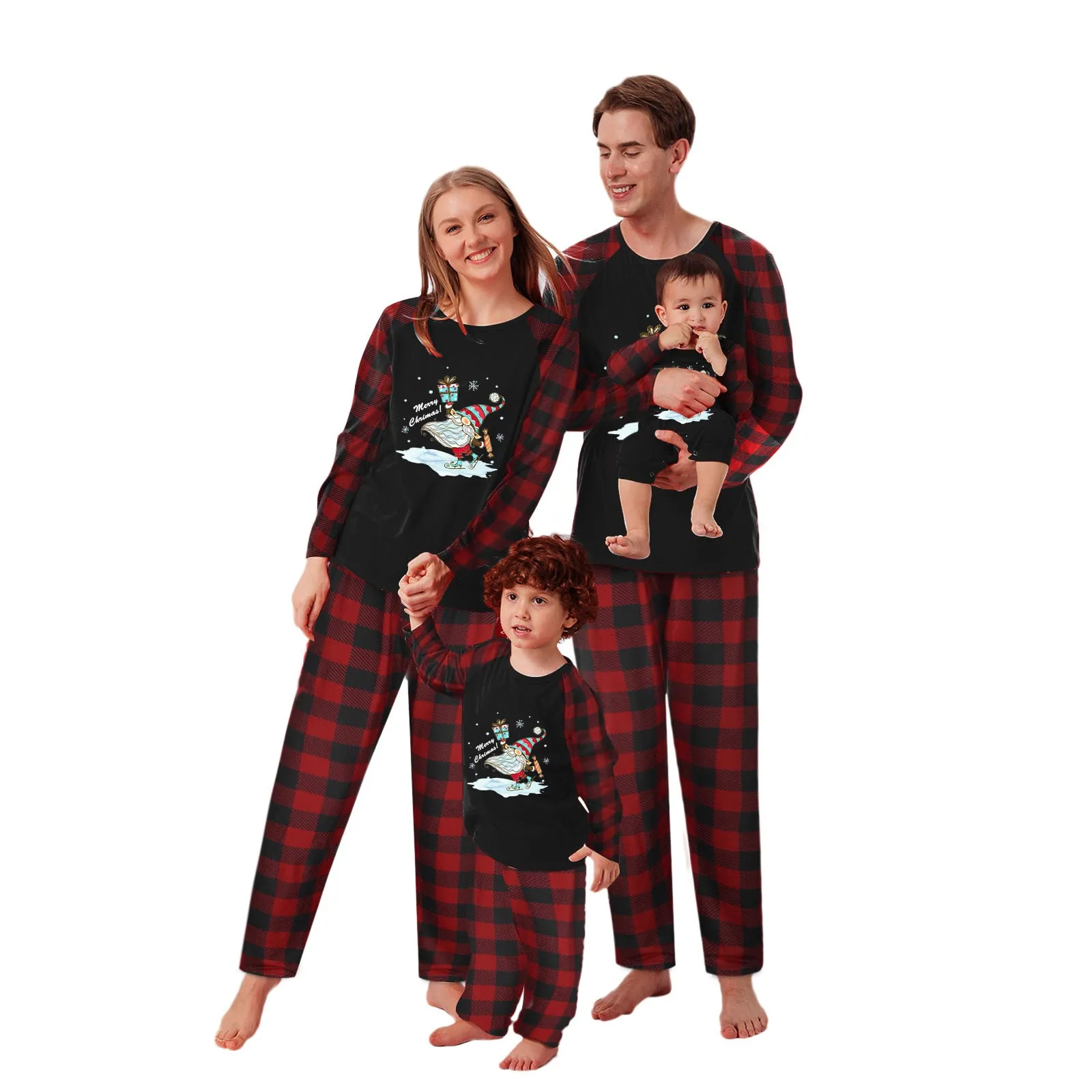 Christmas Family Matching Pajamas Set Mother Father Kids Clothes Look Outfit Baby Girl Rompers Sleepwear Pyjamas | Мать и ребенок