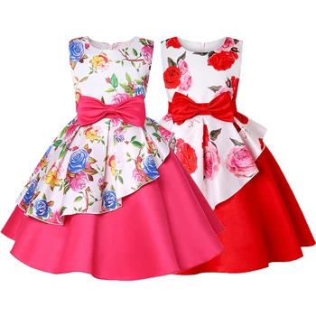 

Bow Flower Dress For Girls Birthday Present Wedding Party Princess Girls Dress Toddler Girl Dresses Costume Kids Clothes