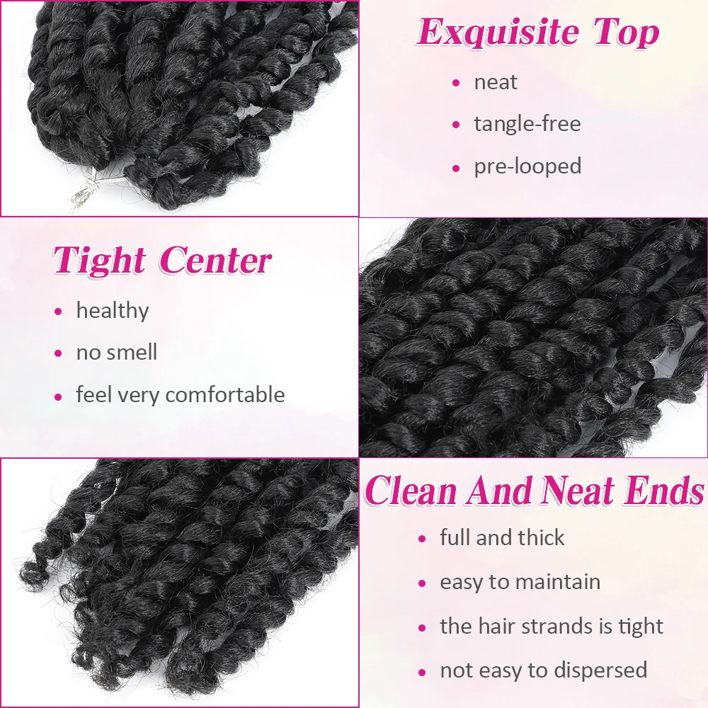 10 polegadas Passion Twist Hair Pré-looped Crochet