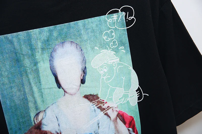 OFF-WHITE OW новая картина маслом без лица Лиза мужская пара короткий рукав Футболка оптом и в розницу