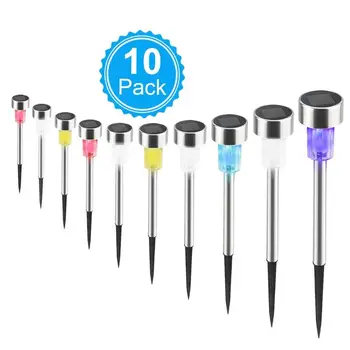 

10pcs/set Stainless Steel Solar Powered LED Light Waterproof Outdoor Landscape Lighting Lamp Garden Decoration Lawn Light
