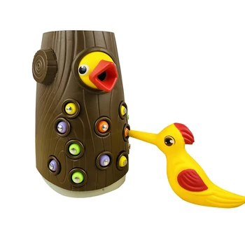 

Parents Kids Woodpecker Toy Teaching Aids Children Gift With Insects Eating Worm Early Educational Funny Life Like Magnetic Bird