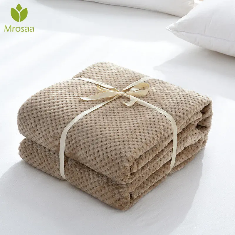 

Flannel Fleece Throw Blanket Soft Travel Blankets Solid Color Bedspread Plush Cover for Bed Sofa Warm Autumn/Winter Use Bedsheet