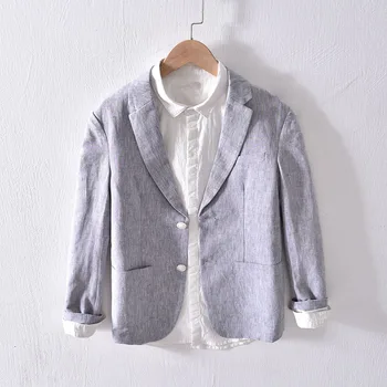 

BOBO 2020 Male Pure Linen Leisure Suit Youth Comfortable Breathable Autumn New Style Linen Single Suit