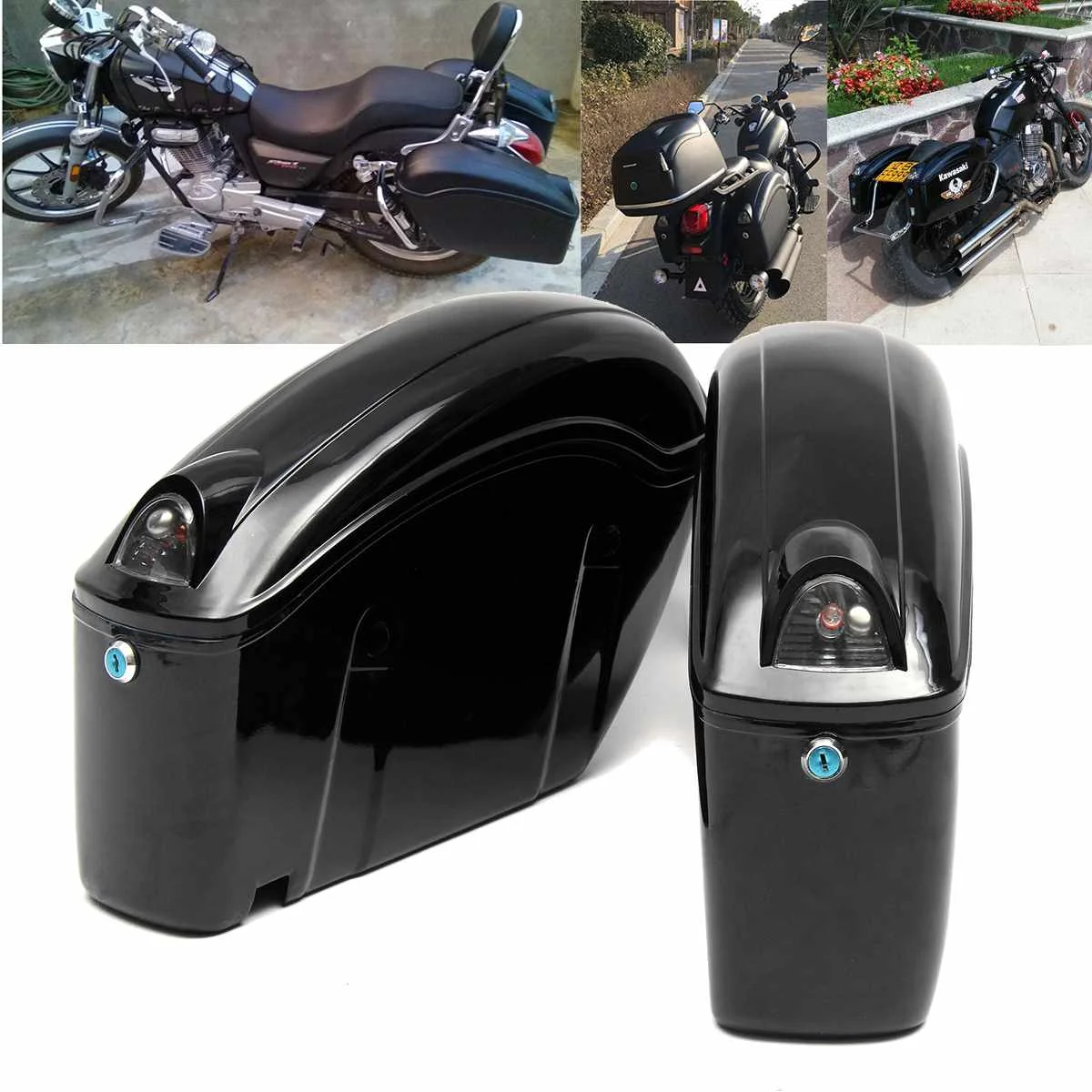 

1 Pair Universal Motorcycle Side Boxs Luggage Tank Tail Tool Bag Hard Case Saddle Bags For Kawasaki/Honda/Yamaha/Suzuki