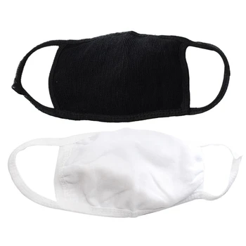 

2 PCS Black White Cotton Mouth Mask Adult Reuseable Dustproof Facial Cover Breathable Face Mask For Mouth-muffle Proof Washable