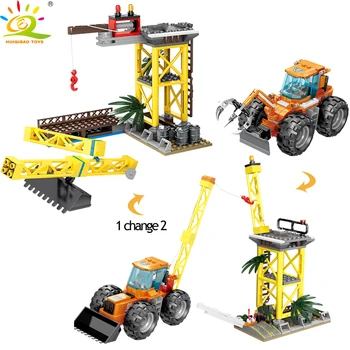 

339pcs 2in1 Rescue Engineering Bulldozer Building Blocks Ciy Coas Guard Car Figure Bricks for Boy