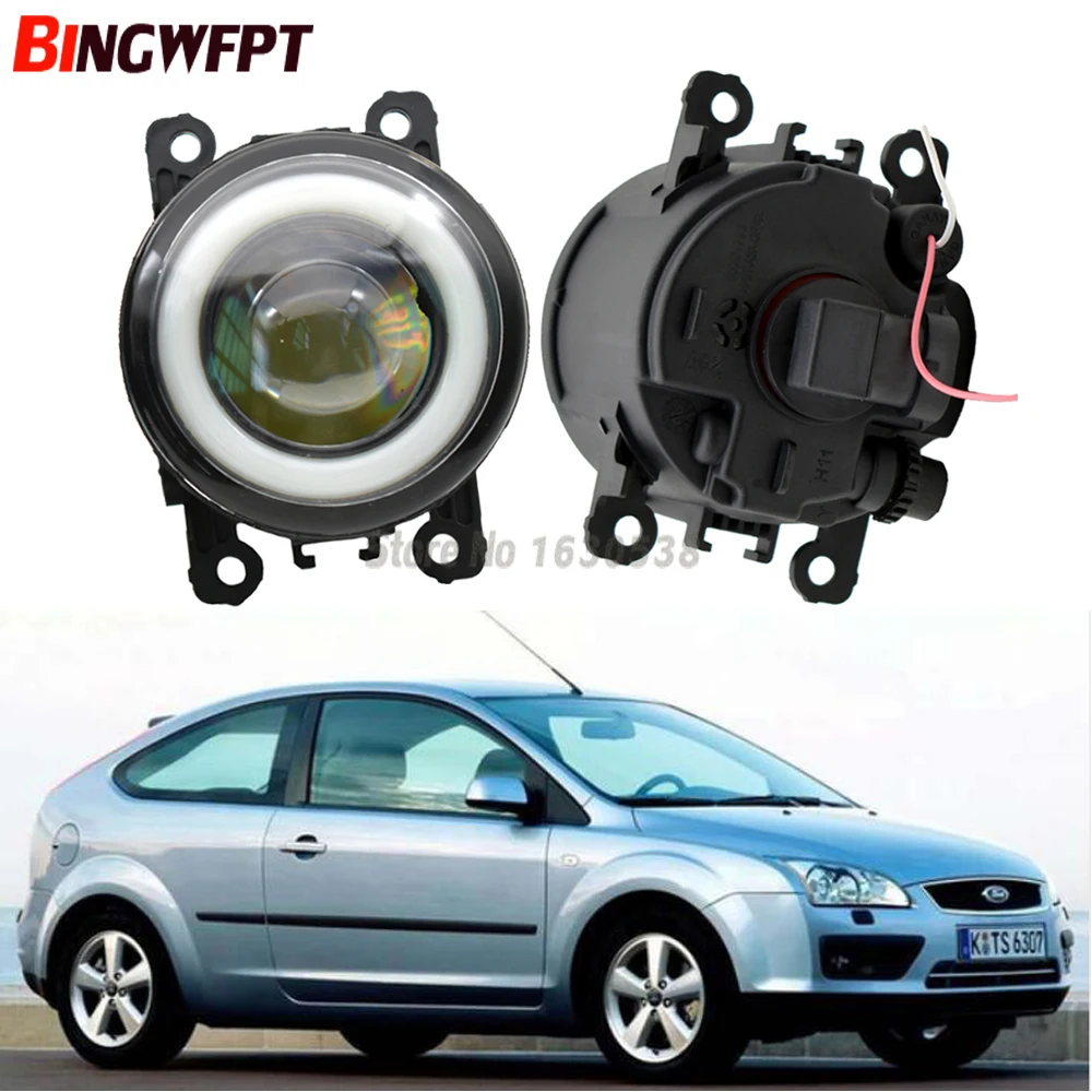

2PCS H11 Tempered Glass Led Fog Light with Angel eye For F-ord Focus MK2/3 Fusion Fiesta Tourneo Transit 2001-2015 Fog Lamps