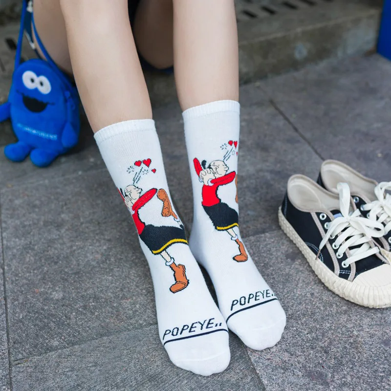 

Fashion Cotton Cartoon Character Cute Short Socks Women Harajuku Spinach Popeye Olive Ankle Socks Ankle Funny Socks Kawaii Mujer