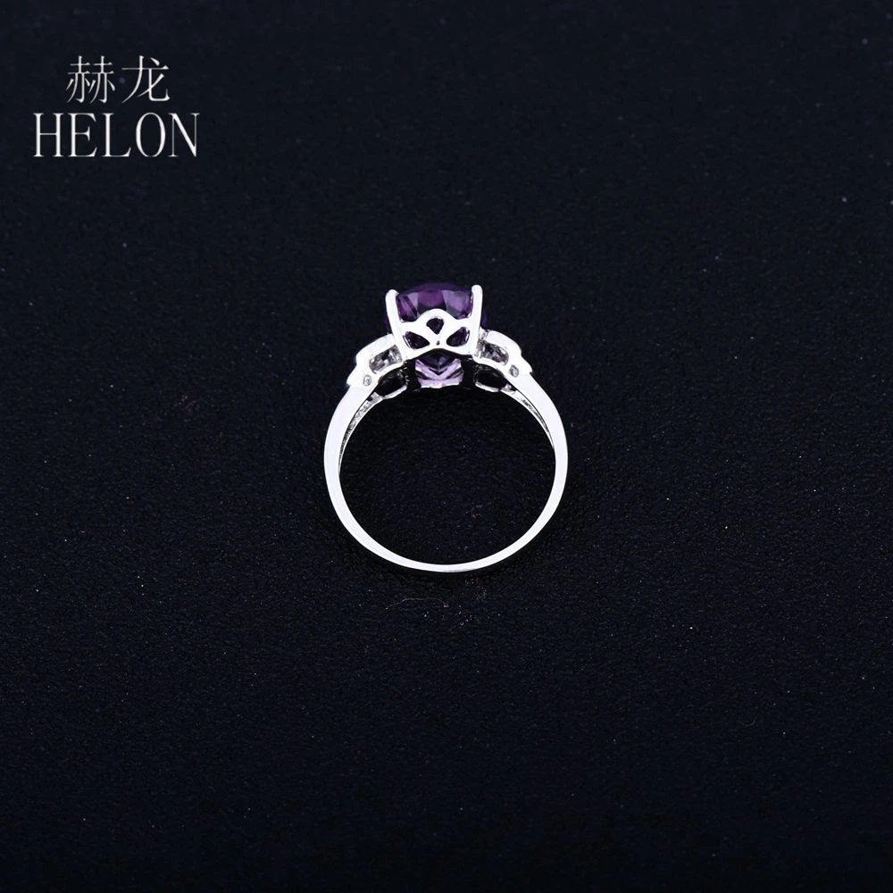 HELON, 925 пробы, серебряное, безупречное, овальная огранка, 2.63ct, натуральный аметист, обручальное кольцо для женщин, модные ювелирные изделия, вечерние кольца