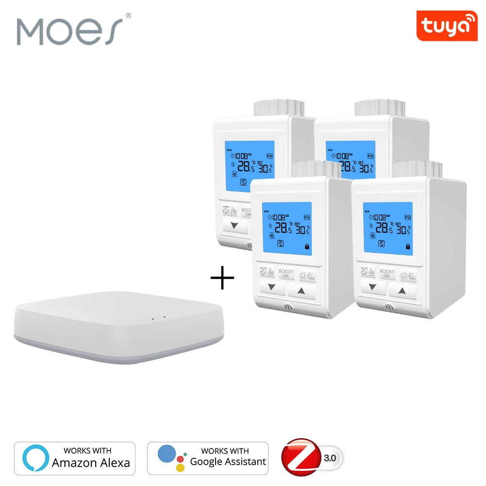 

Smart TRV Thermostatic Radiator Valve Controller Zigbee Thermostat Heater Temperature Voice Control Works with Alexa Google Home
