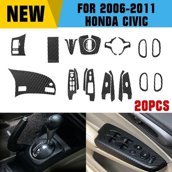 

pcmos ABS Carbon Fiber Pattern Car Interior DIY Decals Trim StickersFor Honda Civic 2006-2011 Exterior Accessories 13pcs/set
