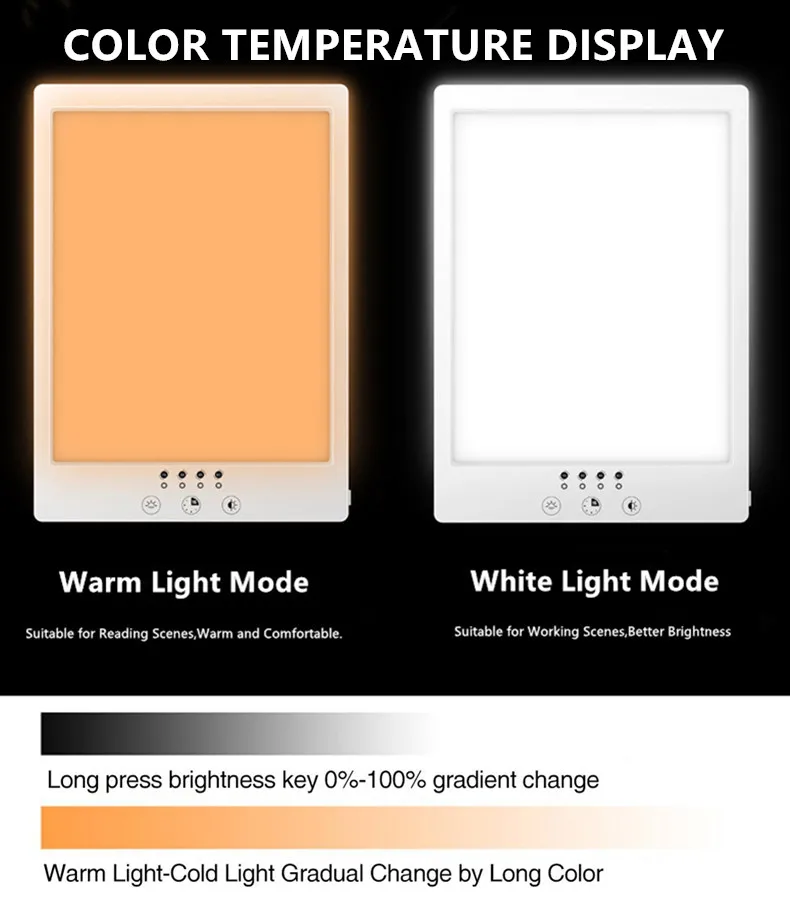 Sad Lamp Stepless Dimming Phototherapy Bionic Solar Light Touch Therapy Light Happy Lamp Depression Anti-fatigue Lamp Timed AU