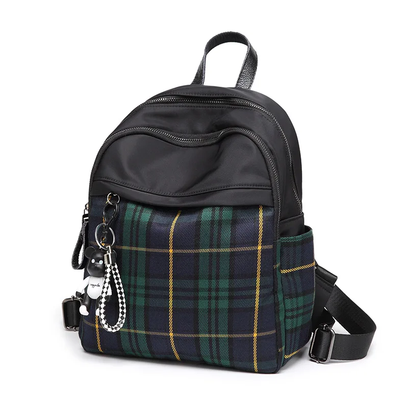

2018 New Style Backpack Women's Fashion Plaid Bag Korean-style Schoolbag Bear Backpack Women's