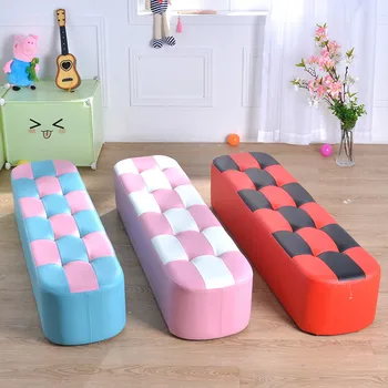 

Children's Stool Cartoon Baby Sofa Stool Preschool Children's Long Leather Stool Store Rest Shoes Changing Stool kids sofa