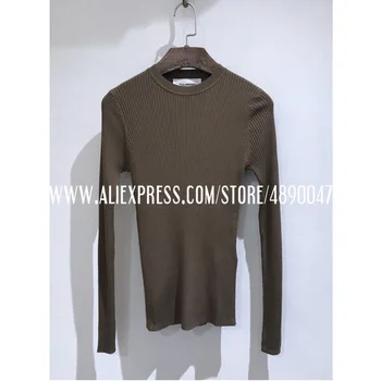 

Spring autumn casual long-sleeved autumn solid color round neck bottoming Stretch sweater tops women Thin knitted pullover