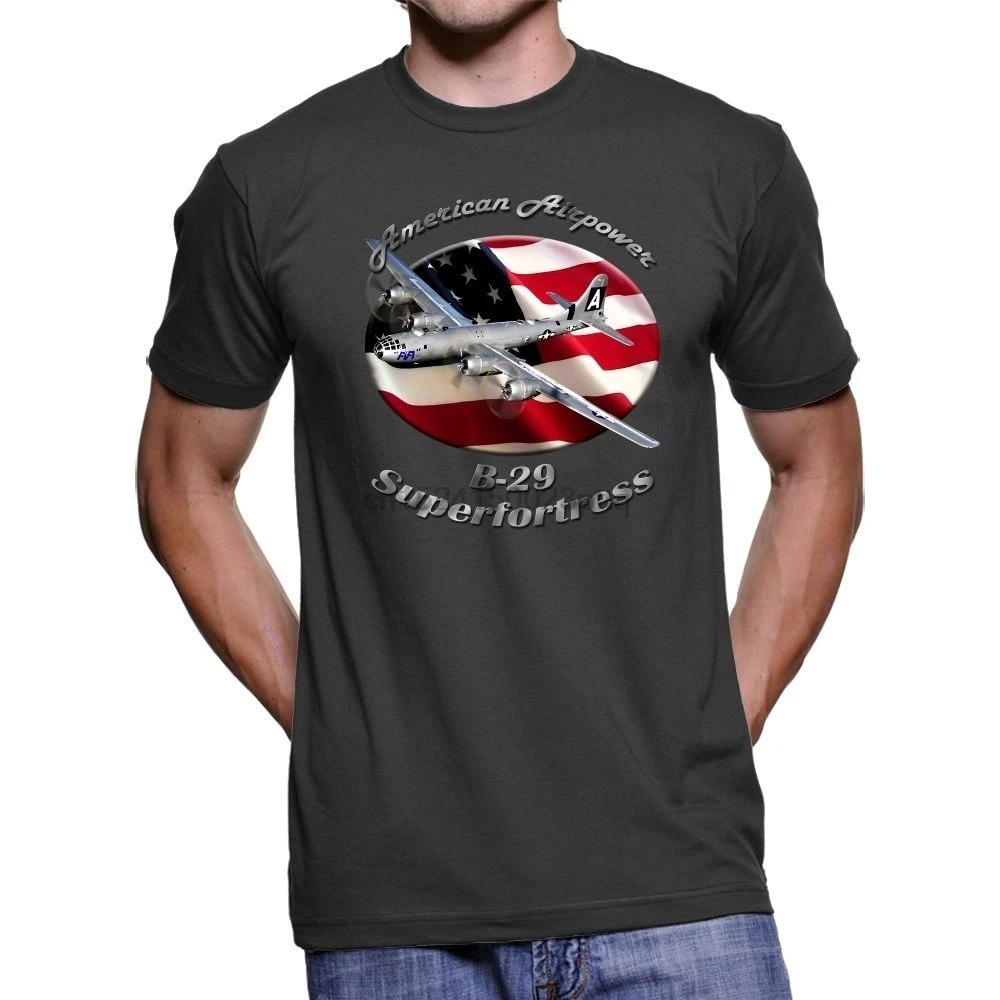 

2020 New Summer Fashion Men Tee Shirt B-29 Superfortress American Airpower Men`S Dark T-Shirt