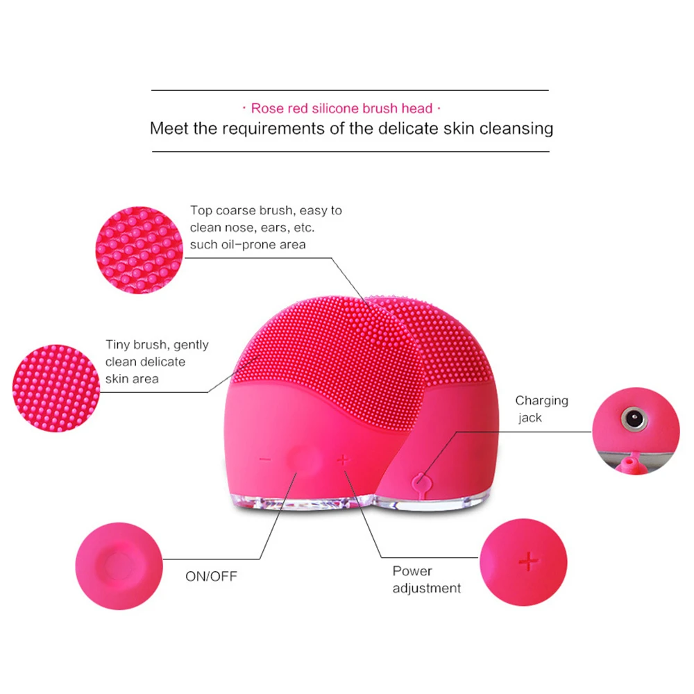 Щетка для чистки лица глубокое очищение лица водонепроницаемый силиконовый звуковой Вибрационный очиститель Глубокая чистка пор массаж кожи уход за лицом