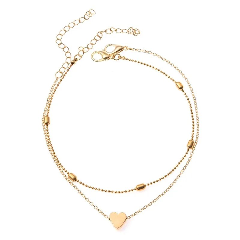 Anklets for Women Beads Set Anklet Bracelet Ladies Gold Color Heart Trendy European Zinc Alloy Girl Fashion Jewelry Pulseras Anklets for Women Beads Set Anklet Bracelet Ladies Gold Color Heart Trendy European Zinc Alloy Girl Fashion Jewelry Pulseras