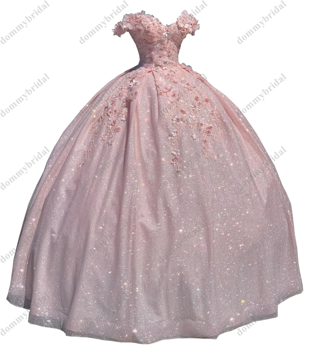 

2021Sparkly Sequined Fabric Blush Pink Off Shoulders Ball Gowns for Women Girls 15 Years Formal Party Quinceanera Dresses Cheap