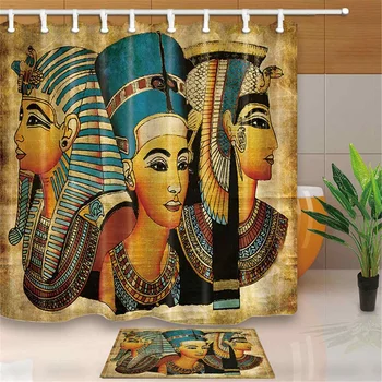 

Novelty Egyptian Papyrus~ Toten 180x180cm Shower Curtain/ 3pcs a Set Lid Toilet Cover+Pedestal Rug+ Bathroom Mats