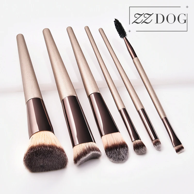 

ZZDOG 3/6Pcs Champagne Makeup Brushes Set High Quality Powder Foundation Eyeshadow Eyebrow Brush Blending Cosmetic Beauty Tools