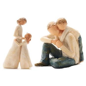 

2Pcs Nordic Style Love Family Figurines Resin Miniature Home Decoration Accessories Happy Time - C & A