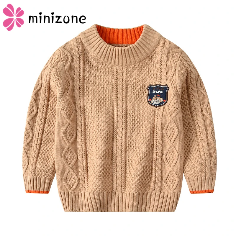 Осенне-зимний свитер для мальчиков хлопковый детский вязаный однотонный пуловер с круглым вырезом Свитера для малышей Топ для детей от 24 месяцев до 6 лет