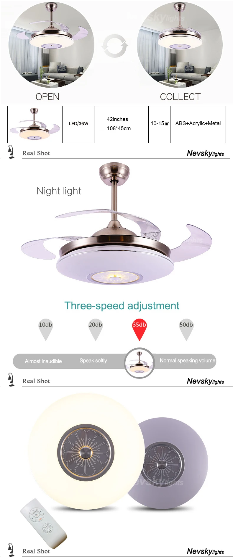 Modern Ceiling Fans Living Folding Wing Fans With Lamp Led Dining