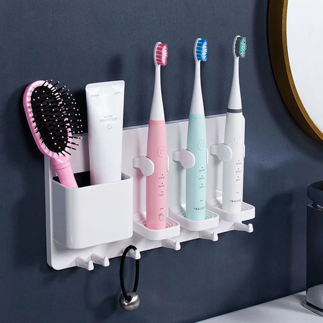 Soporte de pared para cepillo de dientes eléctrico, estante de  almacenamiento para baño, sin rastro, para