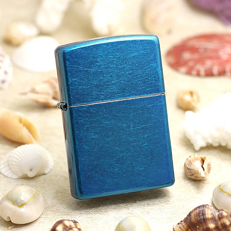 

Genuine Zippo oil lighter Blue sand surface cigarette Kerosene lighters With anti-counterfeiting code 24534