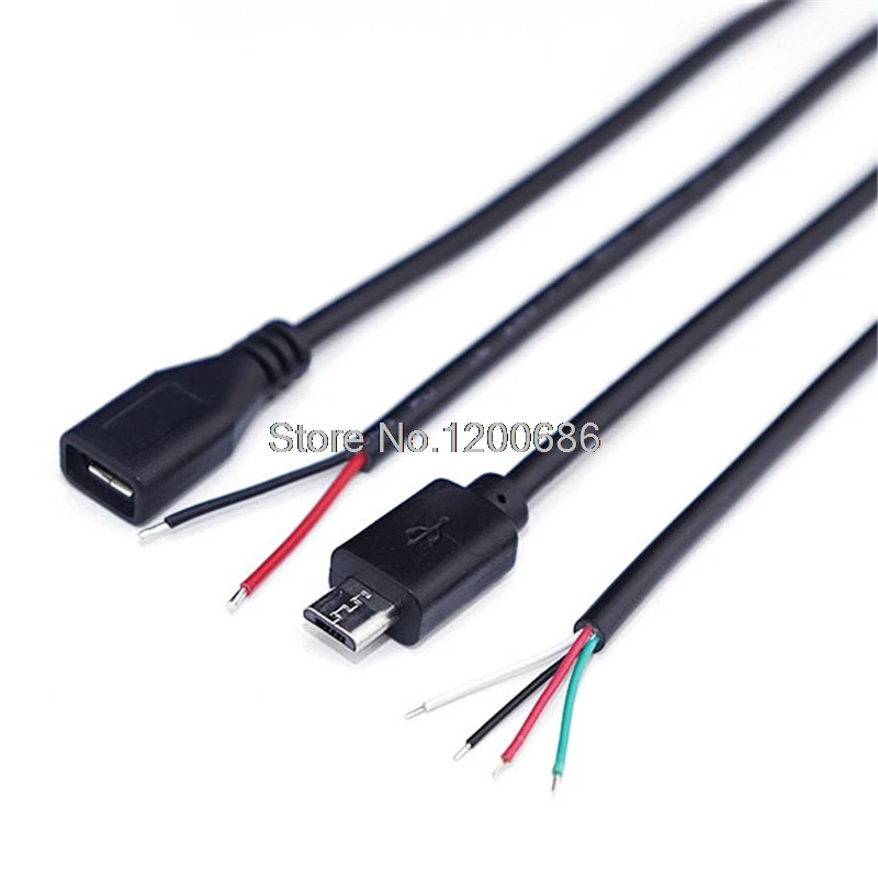 Micro Usb Cable Pigtail 0.3m Micro 5pin Usb Female Jack 4 Wires Power