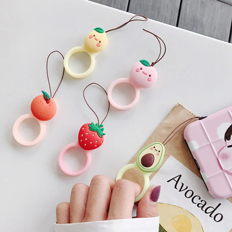 

3D Cartoon Avocado Anti-lost Ring Strap Lanyard Mobile Phone Shell Mobile Phone Rope Rope Neck Cute Cartoon Rope Sling