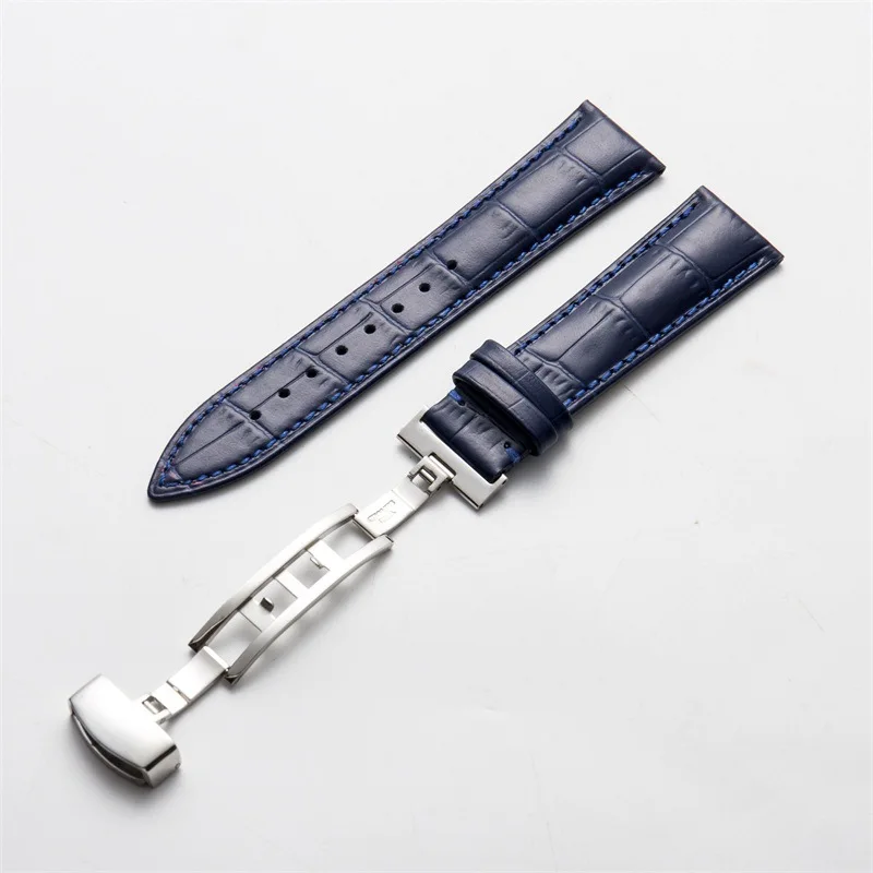 

FUYIJIA 2020 New butterfly buckle color watchbands women men watch band top layer cowhide watch strap 15~22mm leather belt watch
