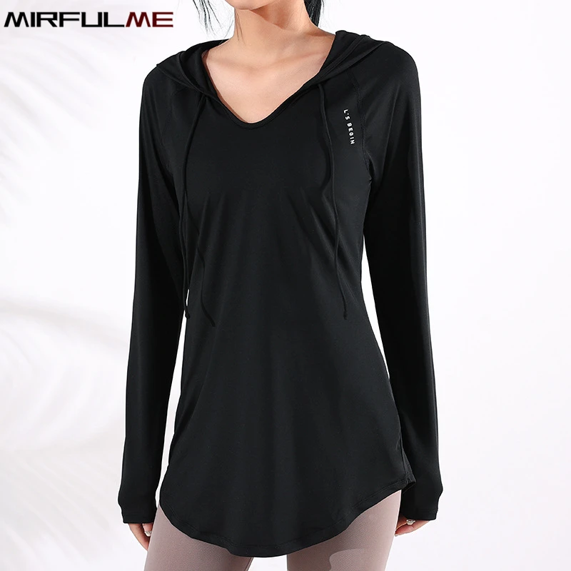 Autumn Women Sport Hoodies Quick Dry Loose Yoga Shirt Long Sleeve Running T-shirt Girls Oversized Gym Workout Fitness Hooded Top