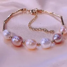 YKNRBPH Women's S925 Sterling Silver Pearl Bracelet Silver Bead separation Weddings Chains Bracelet Jewelry